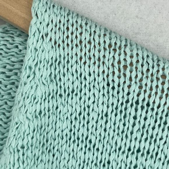 EILEEN FISHER Sweater M Cotton Tape Yarn Cardigan On Button Green HK VTG - Picture 12 of 16